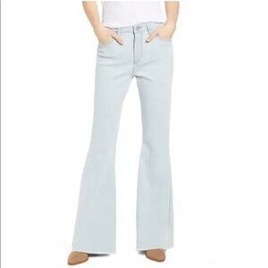 DL1961 Rachel high-rise bell bottom flare Ojai raw hem jeans women light new 30
